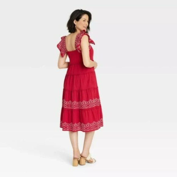 NWT | Knox Rose Tiered Midi Dress Embroidered Ruffle Cottage Peasant XXL 2XL - Picture 13 of 14